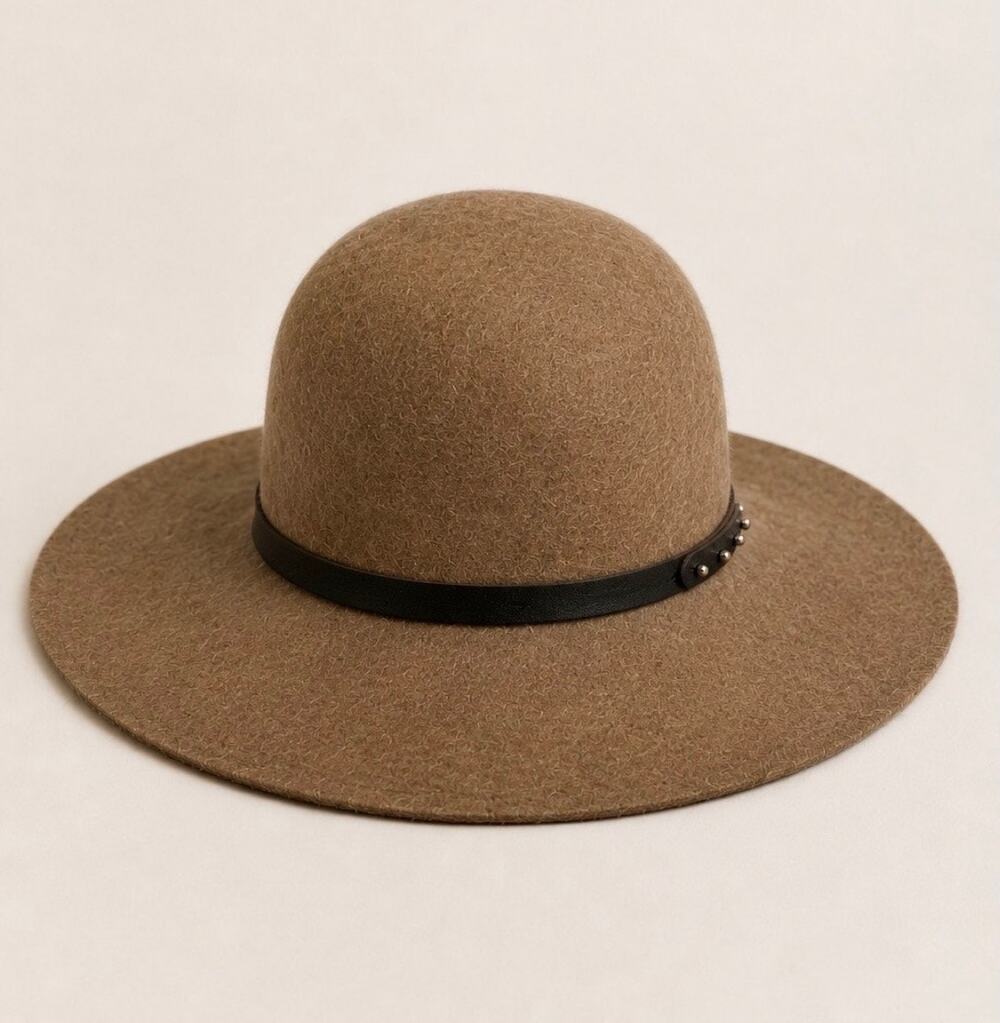 Halogen 100% Wool Wide Brim Hat – Camel Brown | One Size
